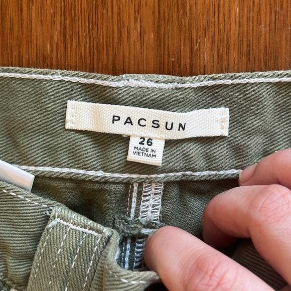 Sage green cargo jean shorts from pacsun. Size 26! - Picture 3 of 4